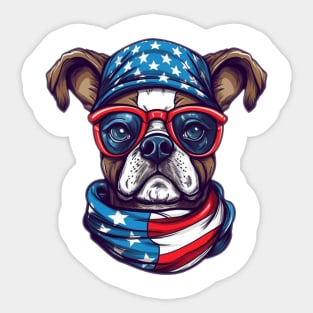 Patriotic Dog, 4th of July Design Sticker